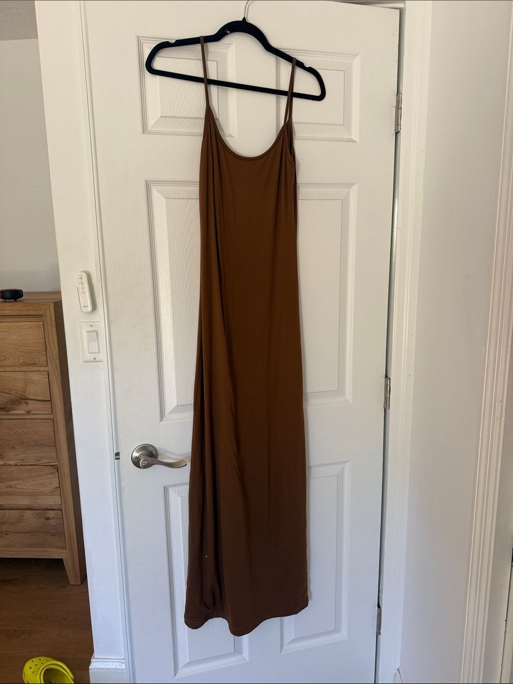 BUMPSUIT Elle Maternity Dress - BROWN Spaghetti Strap - Size Small LIKE NEW